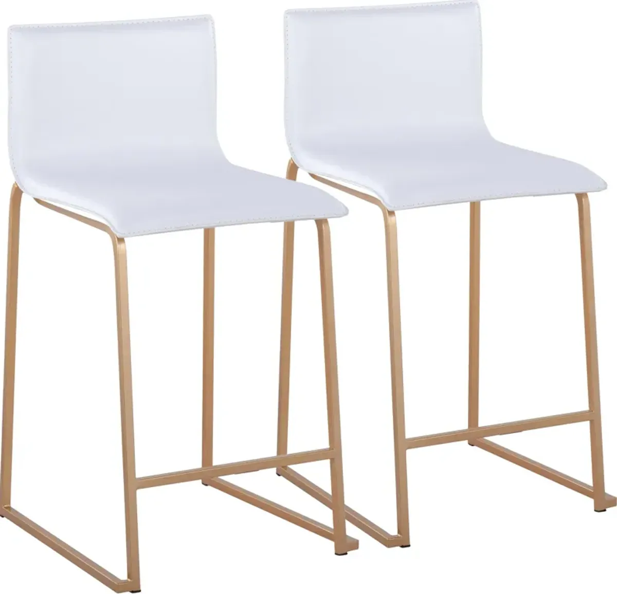 Doric Set of 2 Counter-Height Stools with Back - Gold/White