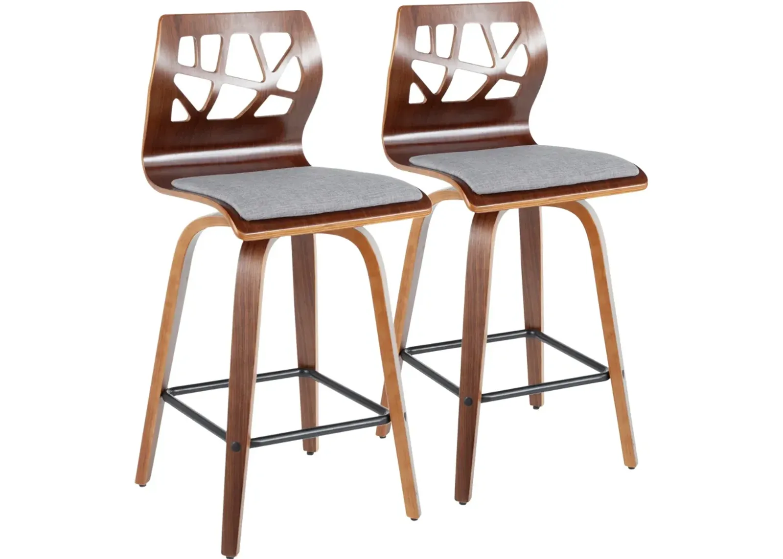 Nellie Set of 2 Counter-Height Stools - Light Gray/Brown