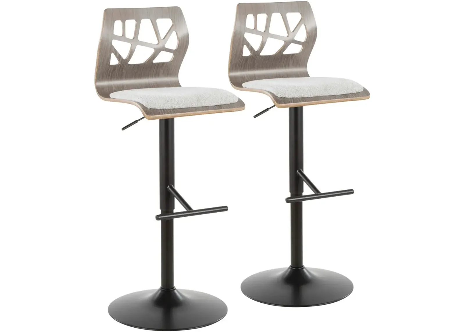 Nellie Set of 2 Adjustable Bar Stools - Gray