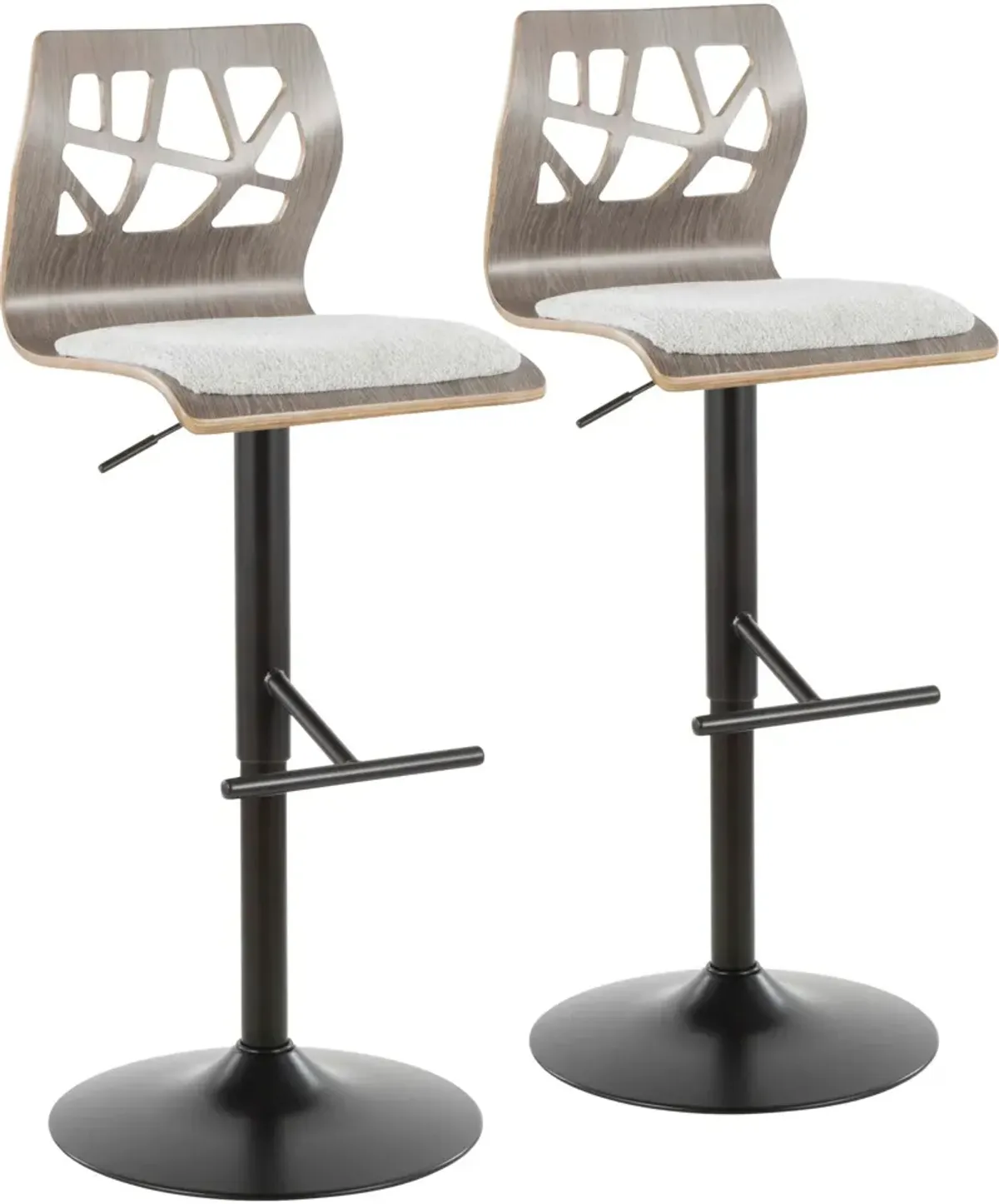 Nellie Set of 2 Adjustable Bar Stools - Gray