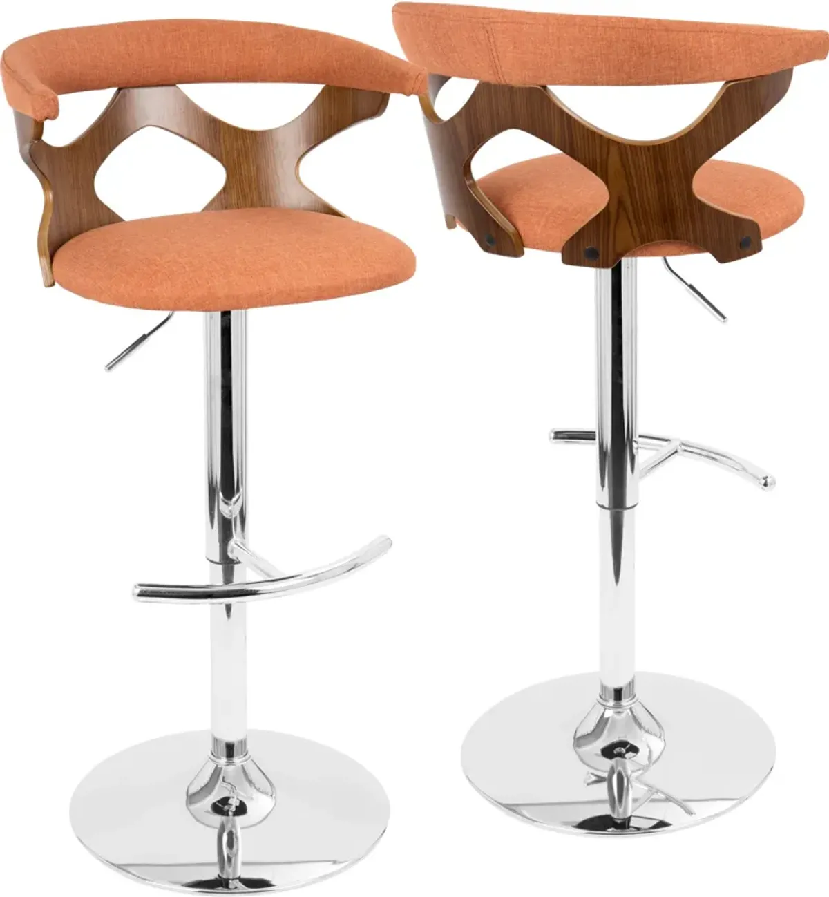 Serafina Set of 2 Adjustable Bar Stools - Orange