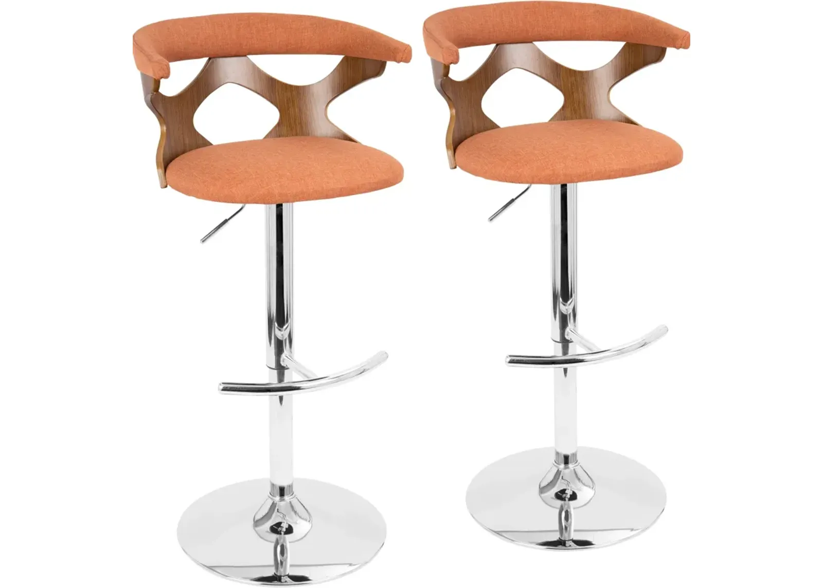 Serafina Set of 2 Adjustable Bar Stools - Orange