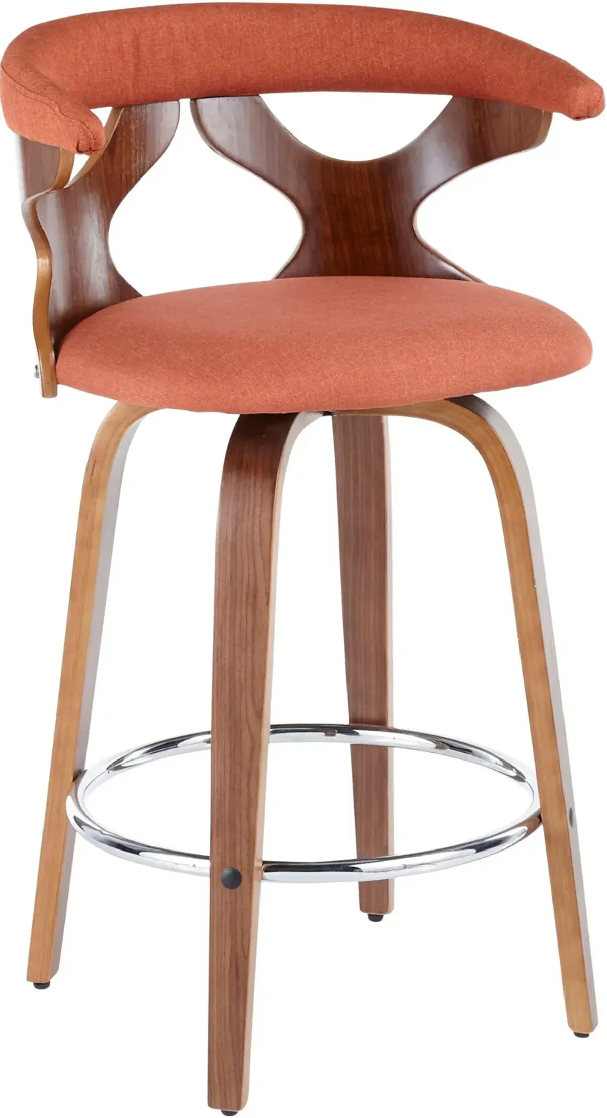 Serafina Set of 2 Counter-Height Stools - Orange/Walnut