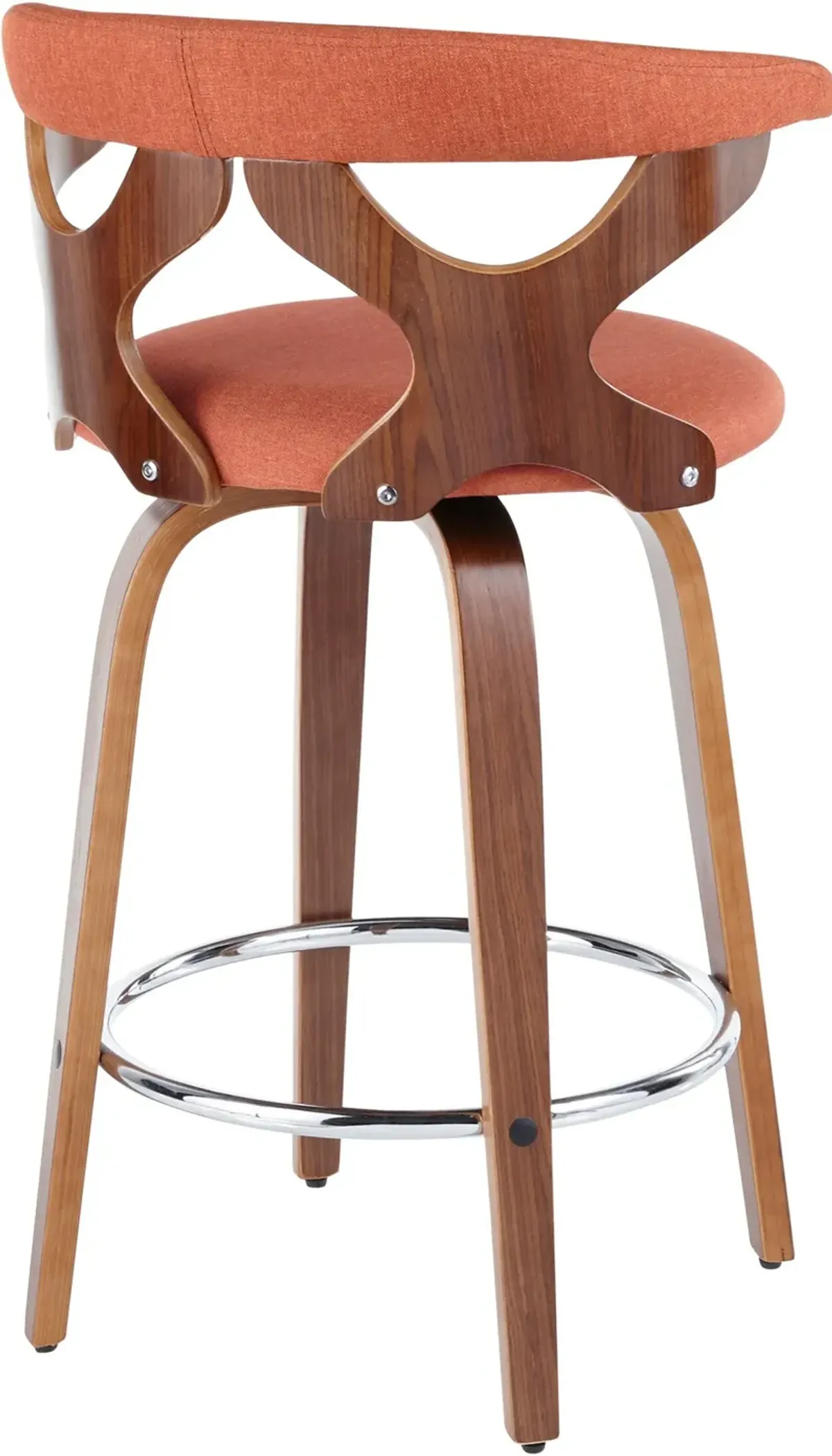 Serafina Set of 2 Counter-Height Stools - Orange/Walnut