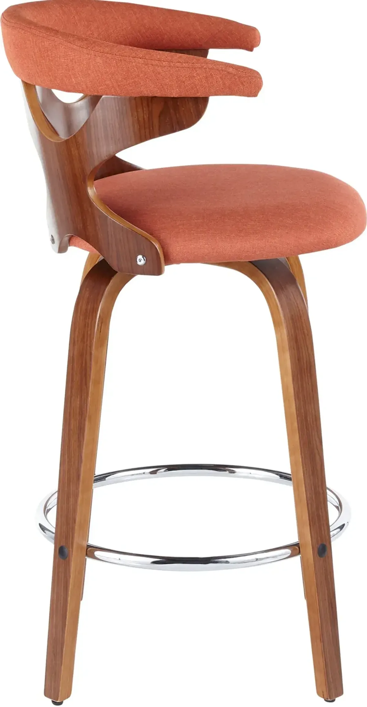 Serafina Set of 2 Counter-Height Stools - Orange/Walnut