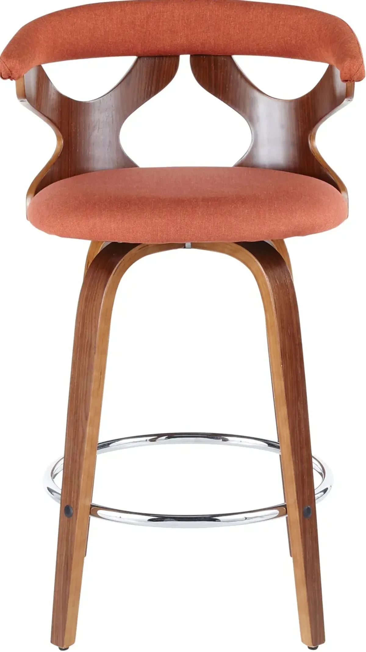 Serafina Set of 2 Counter-Height Stools - Orange/Walnut