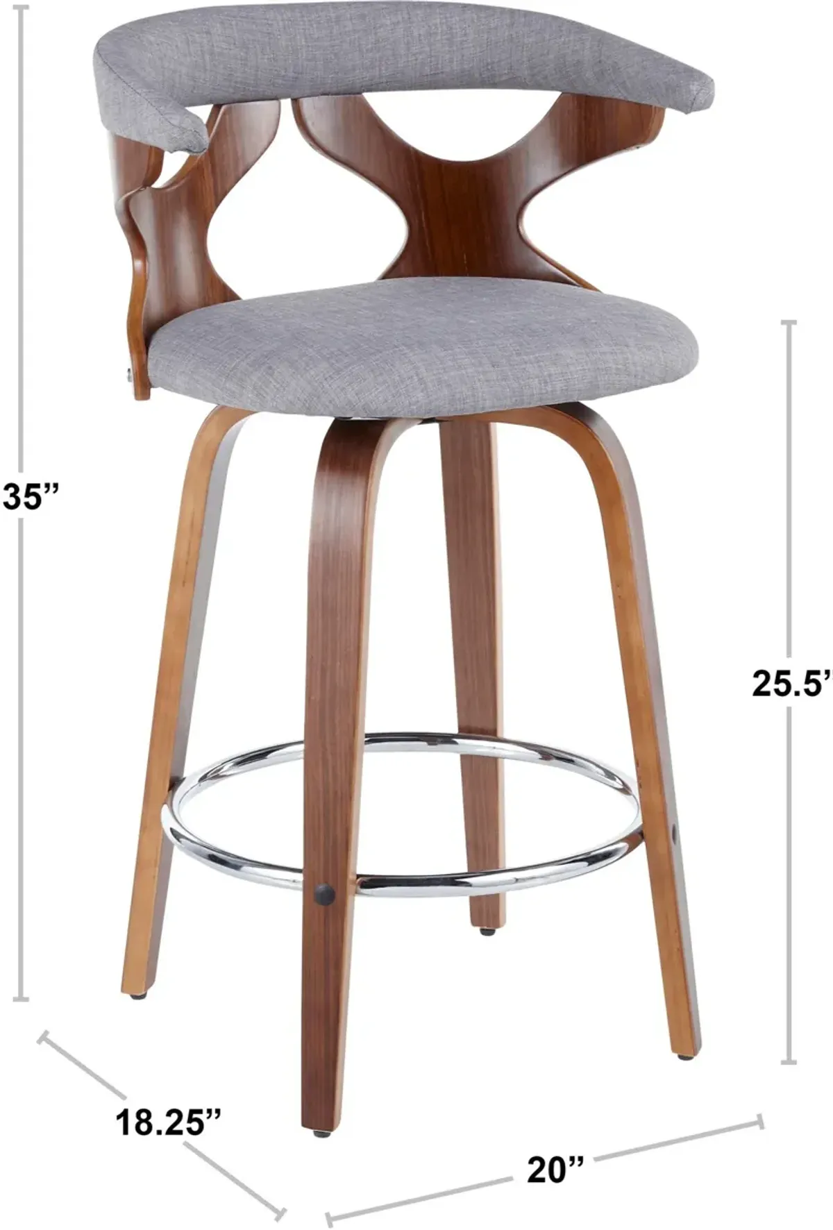 Serafina Set of 2 Counter-Height Stools - Orange/Walnut