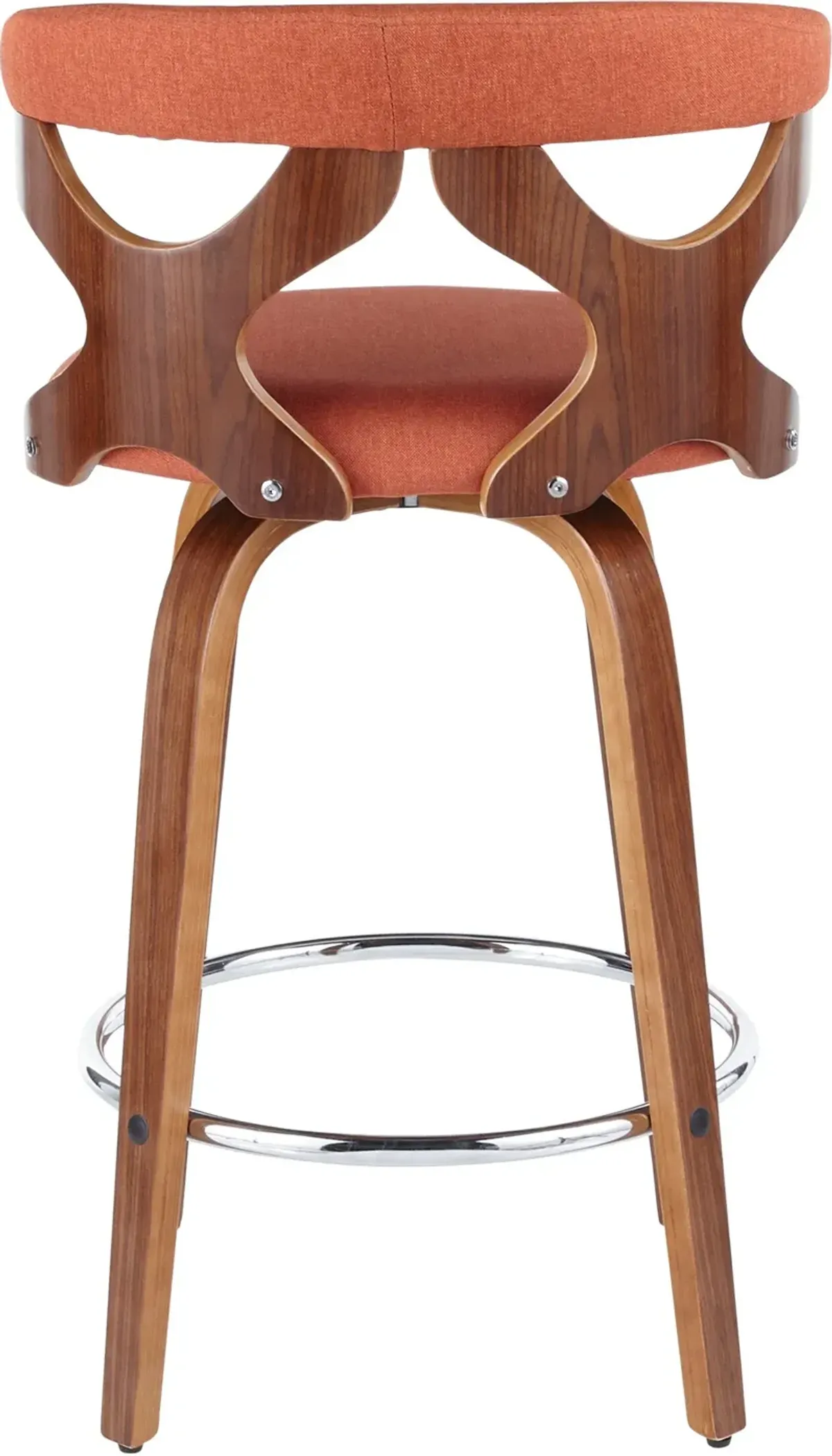 Serafina Set of 2 Counter-Height Stools - Orange/Walnut