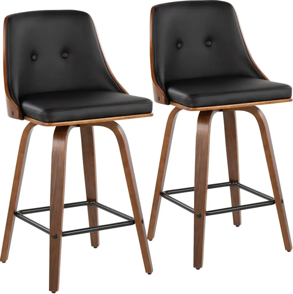 Mally Set of 2 Counter-Height Stools - Black