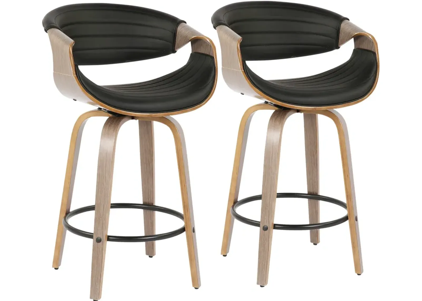 Leo Set of 2 Counter-Height Stools - Black