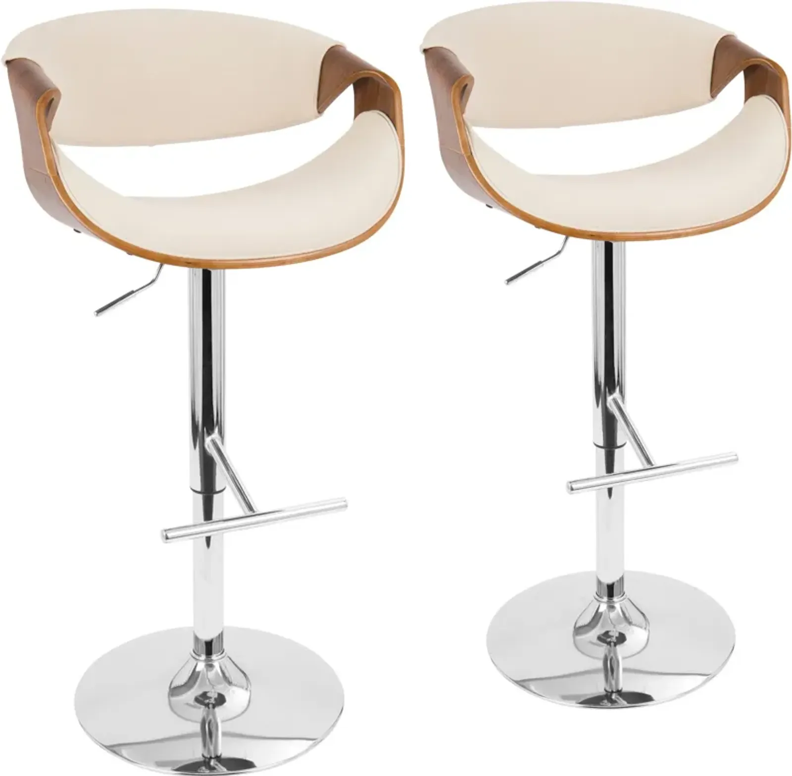 Leo Set of 2 Adjustable Bar Stools - White