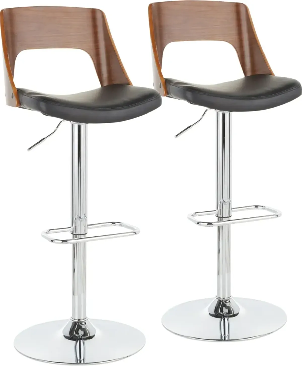 Bruges Set of 2 Adjustable Bar Stools - Black