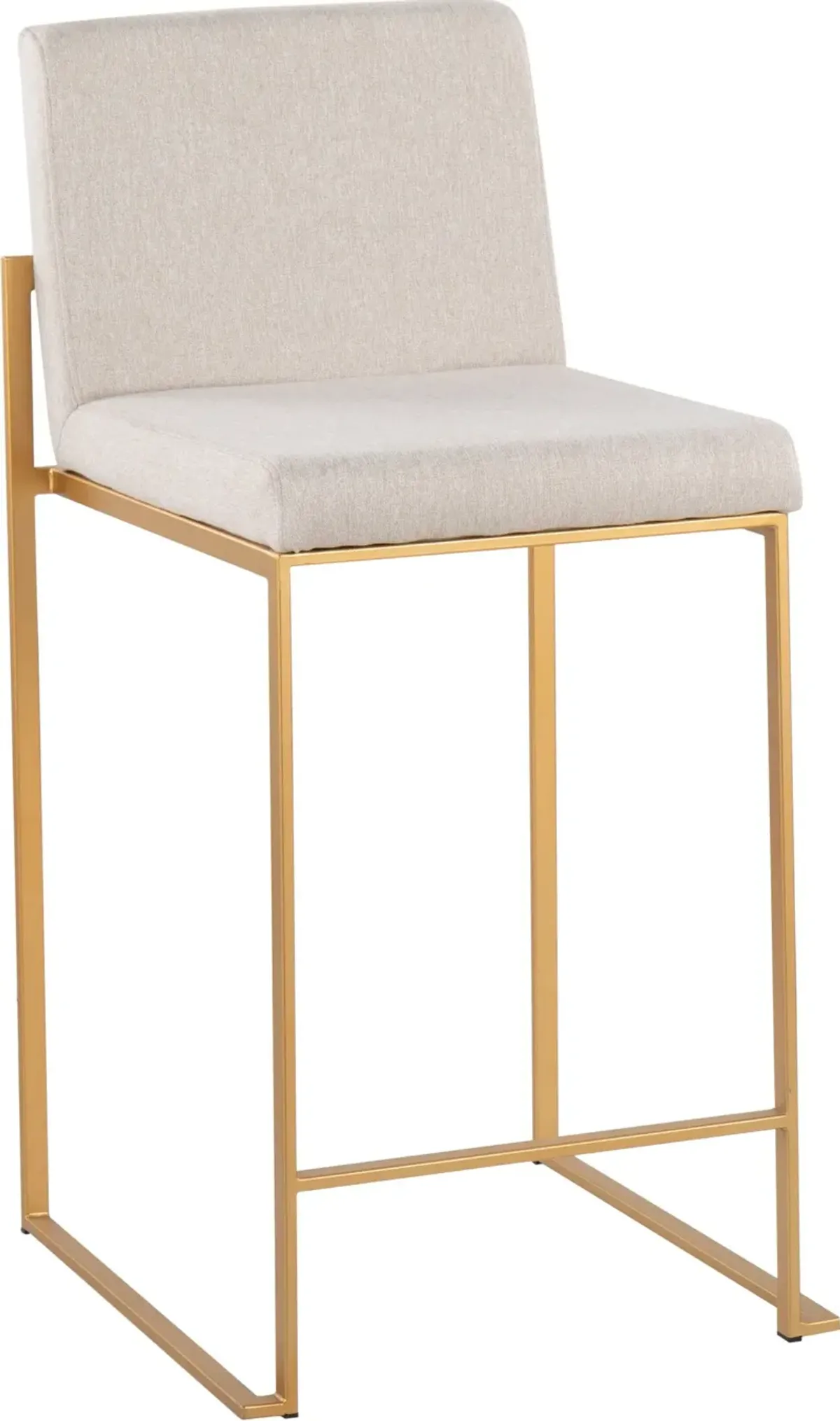 Reine Set of 2 Counter-Height Stools - White/Gold