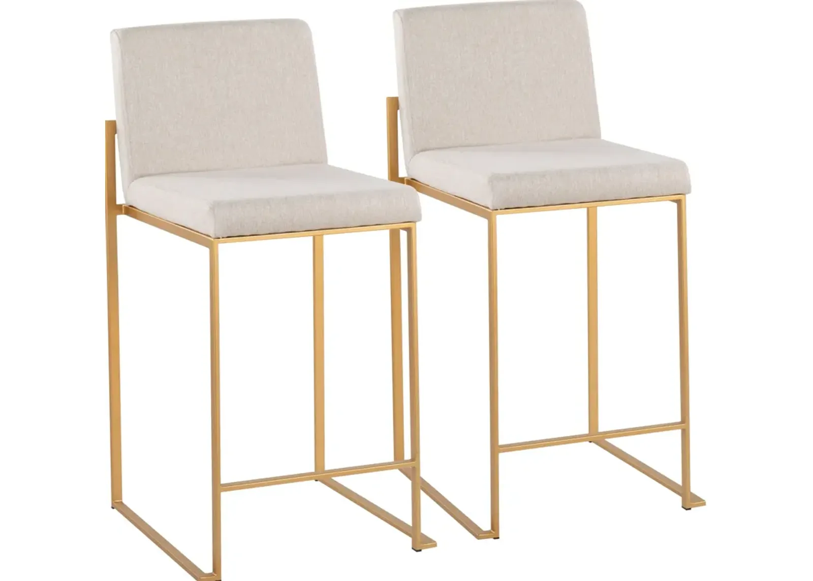 Reine Set of 2 Counter-Height Stools - White/Gold