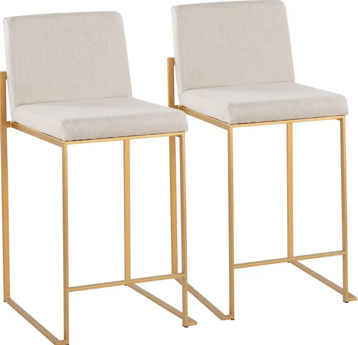 Reine Set of 2 Counter-Height Stools - White/Gold