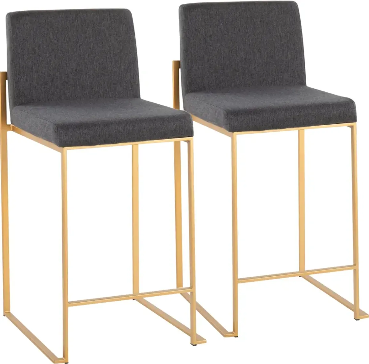 Reine Set of 2 Counter-Height Stools - Dark Gray/Gold