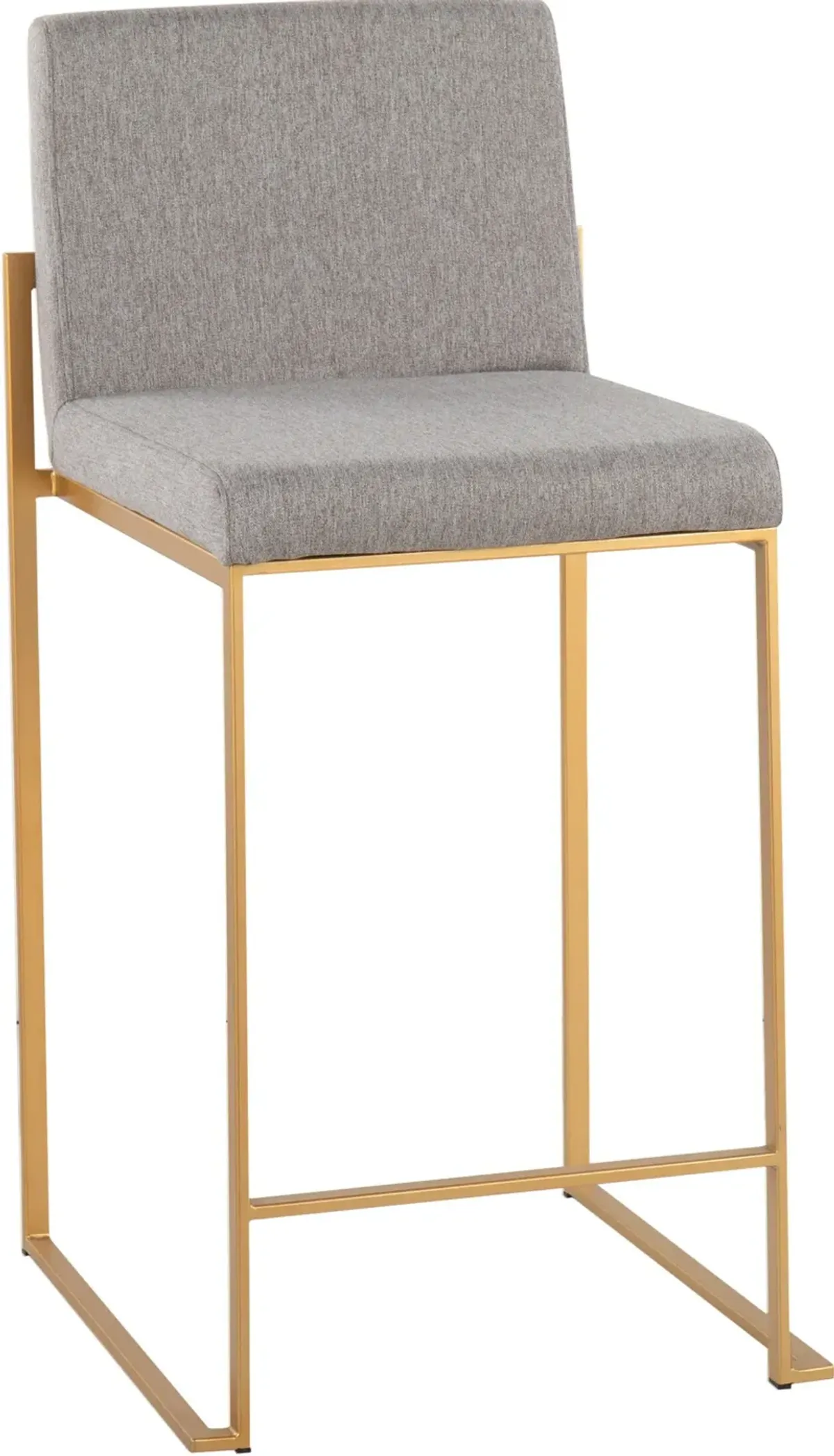 Reine Set of 2 Counter-Height Stools - Light Gray/Gold