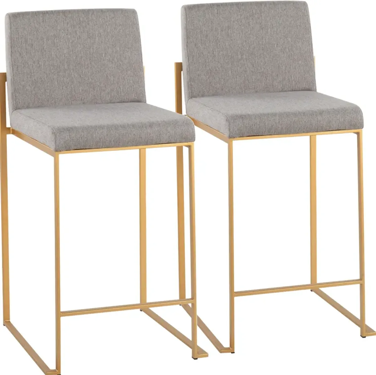 Reine Set of 2 Counter-Height Stools - Light Gray/Gold