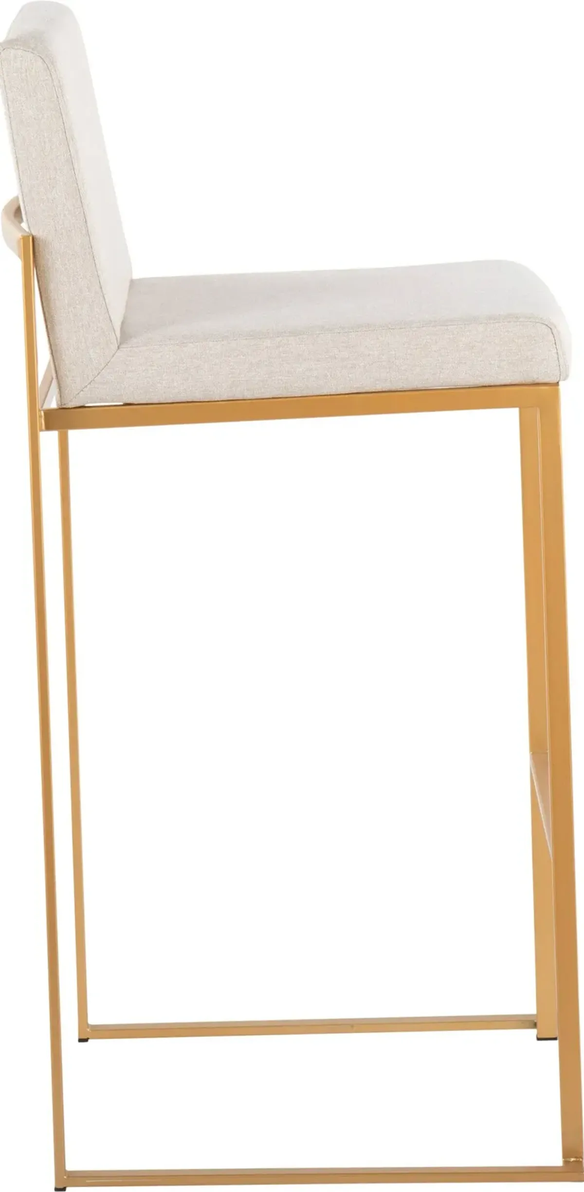 Reine Set of 2 Bar Stools - White/Gold