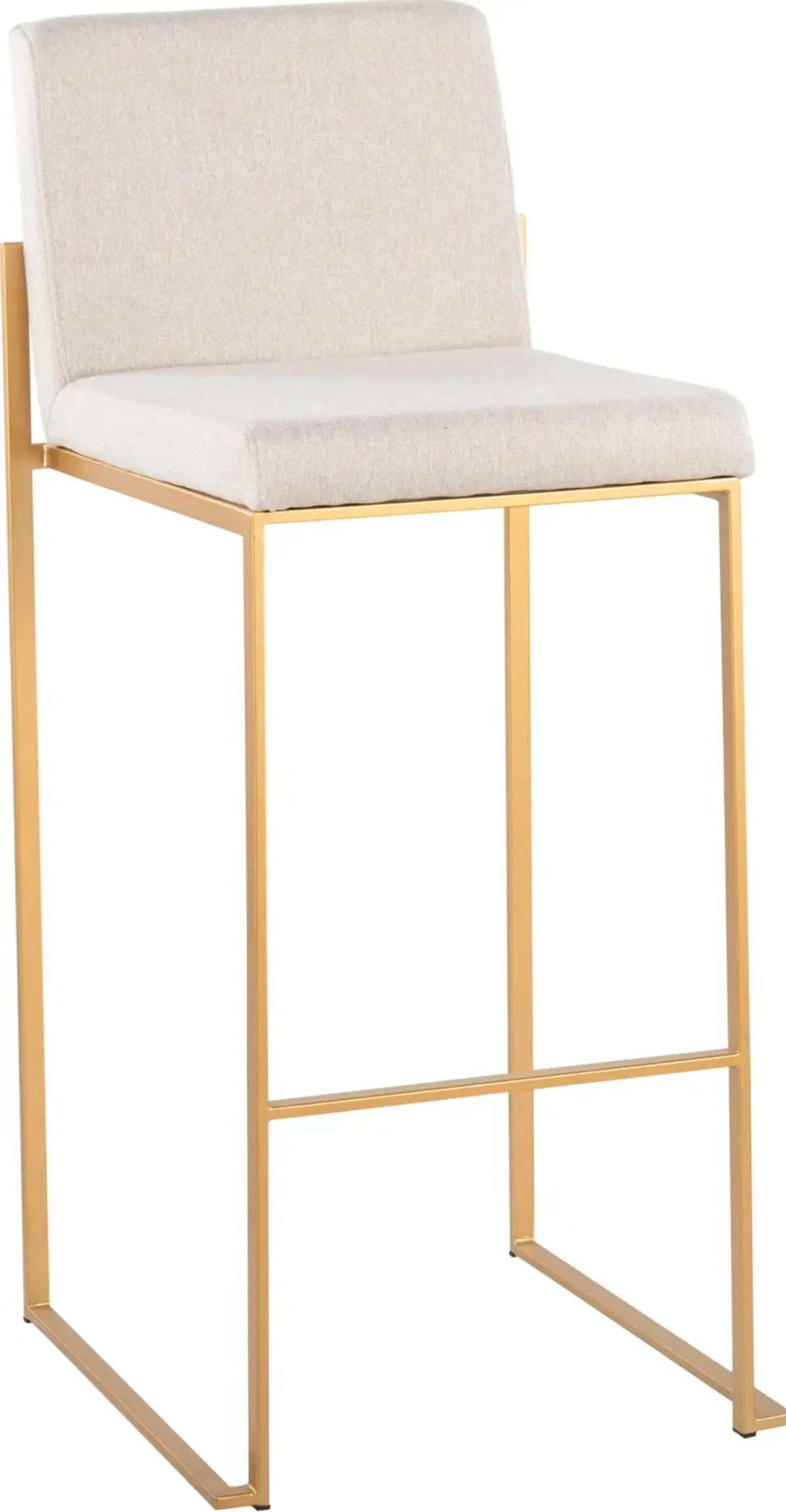 Reine Set of 2 Bar Stools - White/Gold