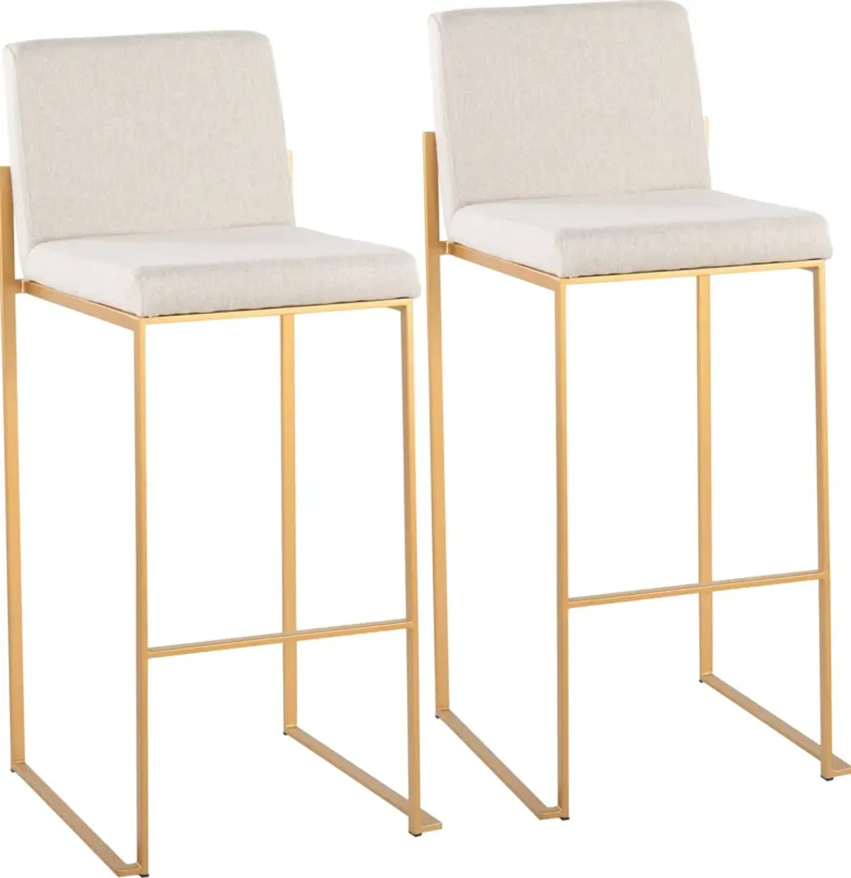 Reine Set of 2 Bar Stools - White/Gold