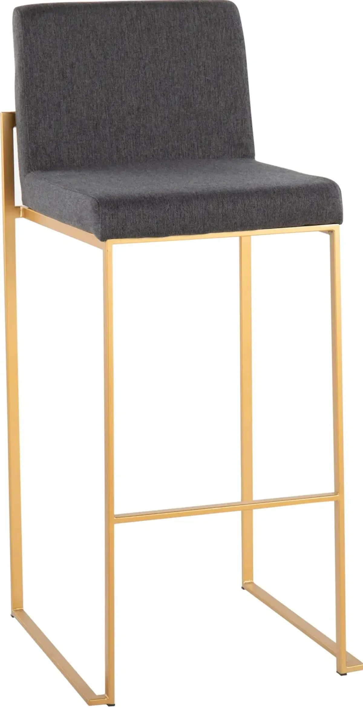 Reine Set of 2 Bar Stools - Dark Gray/Gold