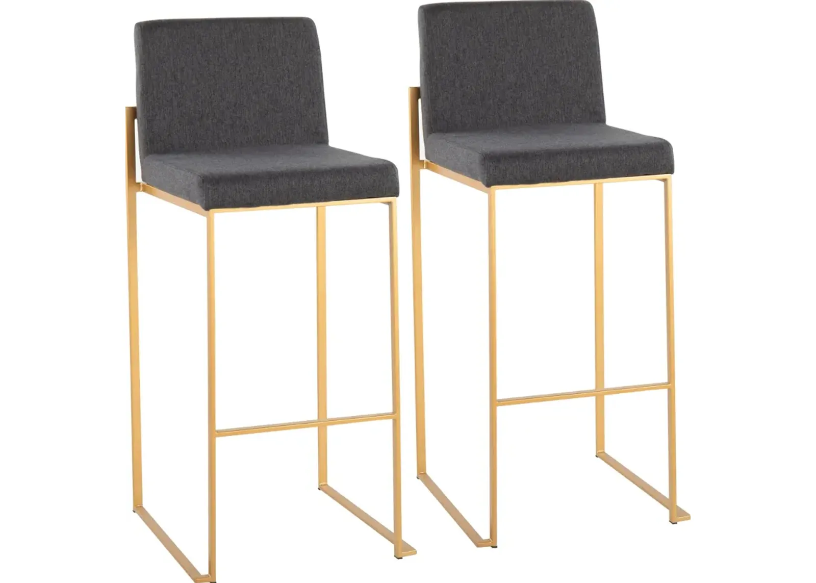 Reine Set of 2 Bar Stools - Dark Gray/Gold