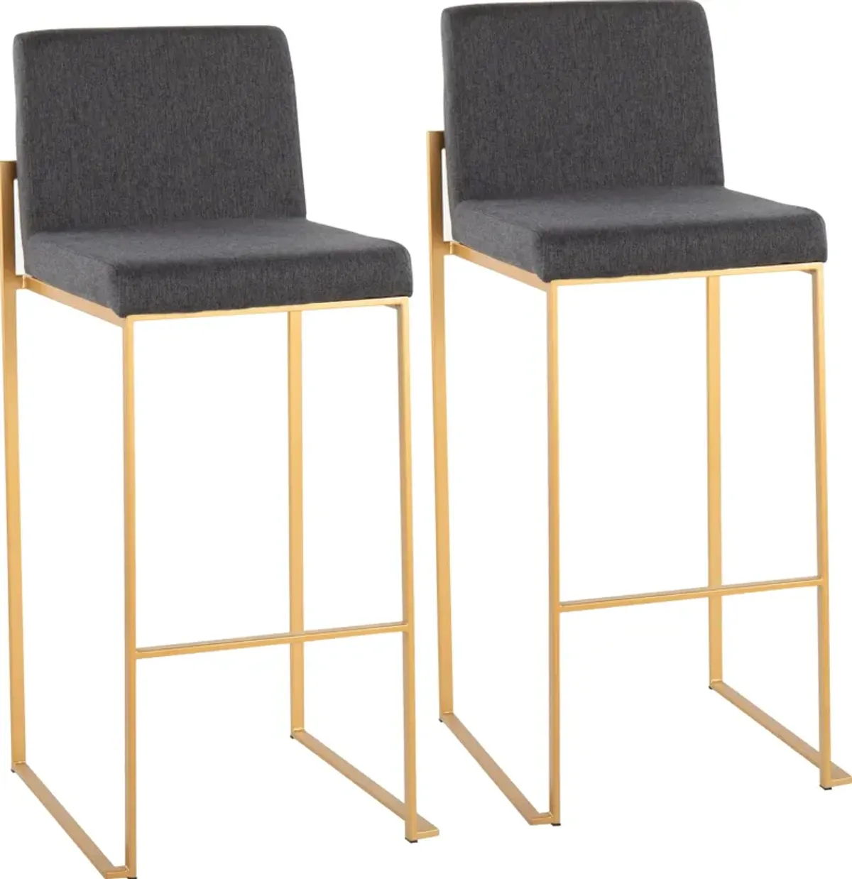 Reine Set of 2 Bar Stools - Dark Gray/Gold