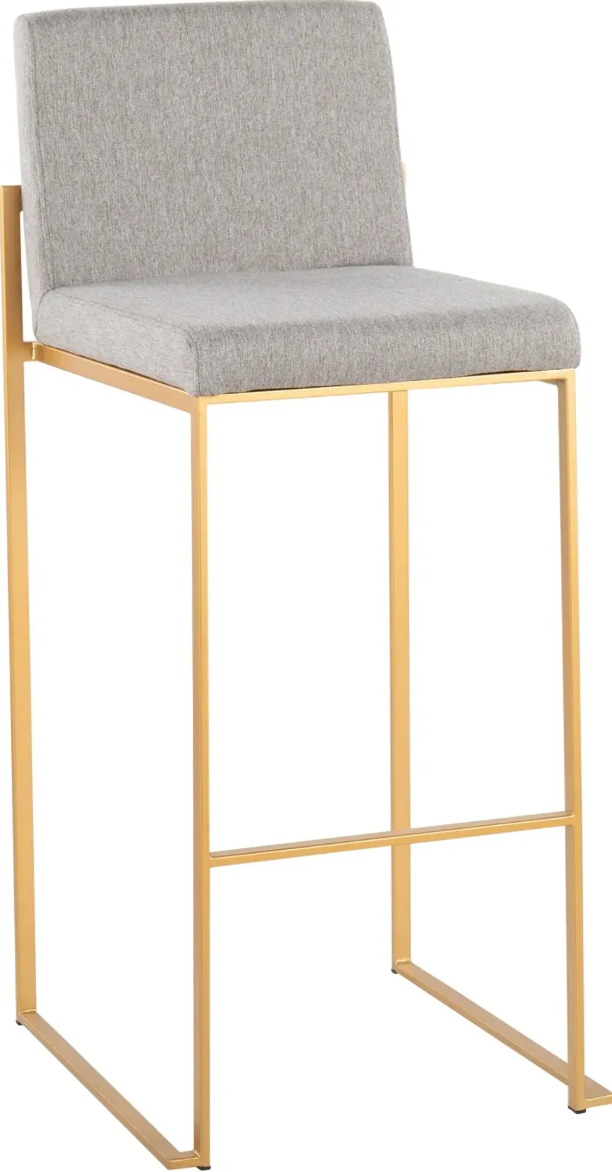 Reine Set of 2 Bar Stools - Light Gray/Gold