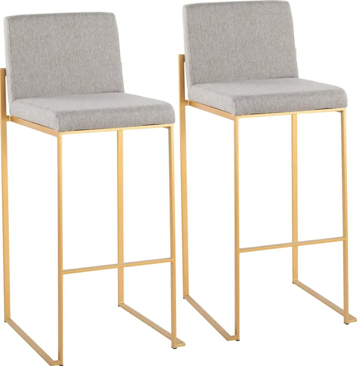 Reine Set of 2 Bar Stools - Light Gray/Gold