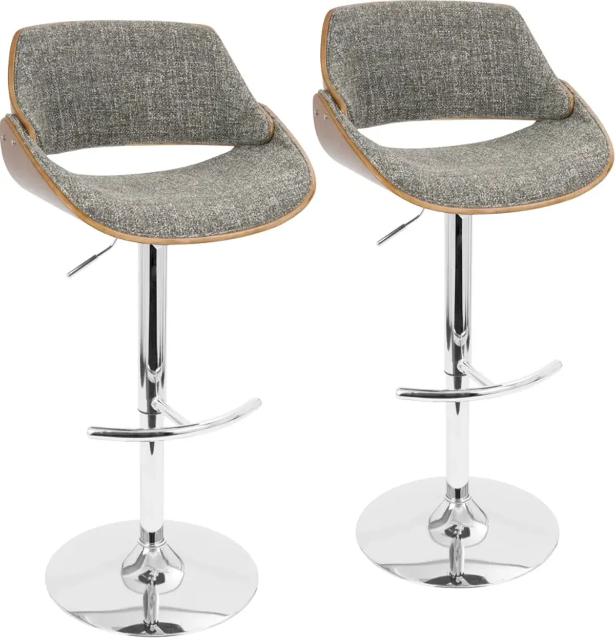 Uma Set of 2 Adjustable Bar Stools - Gray/Wood