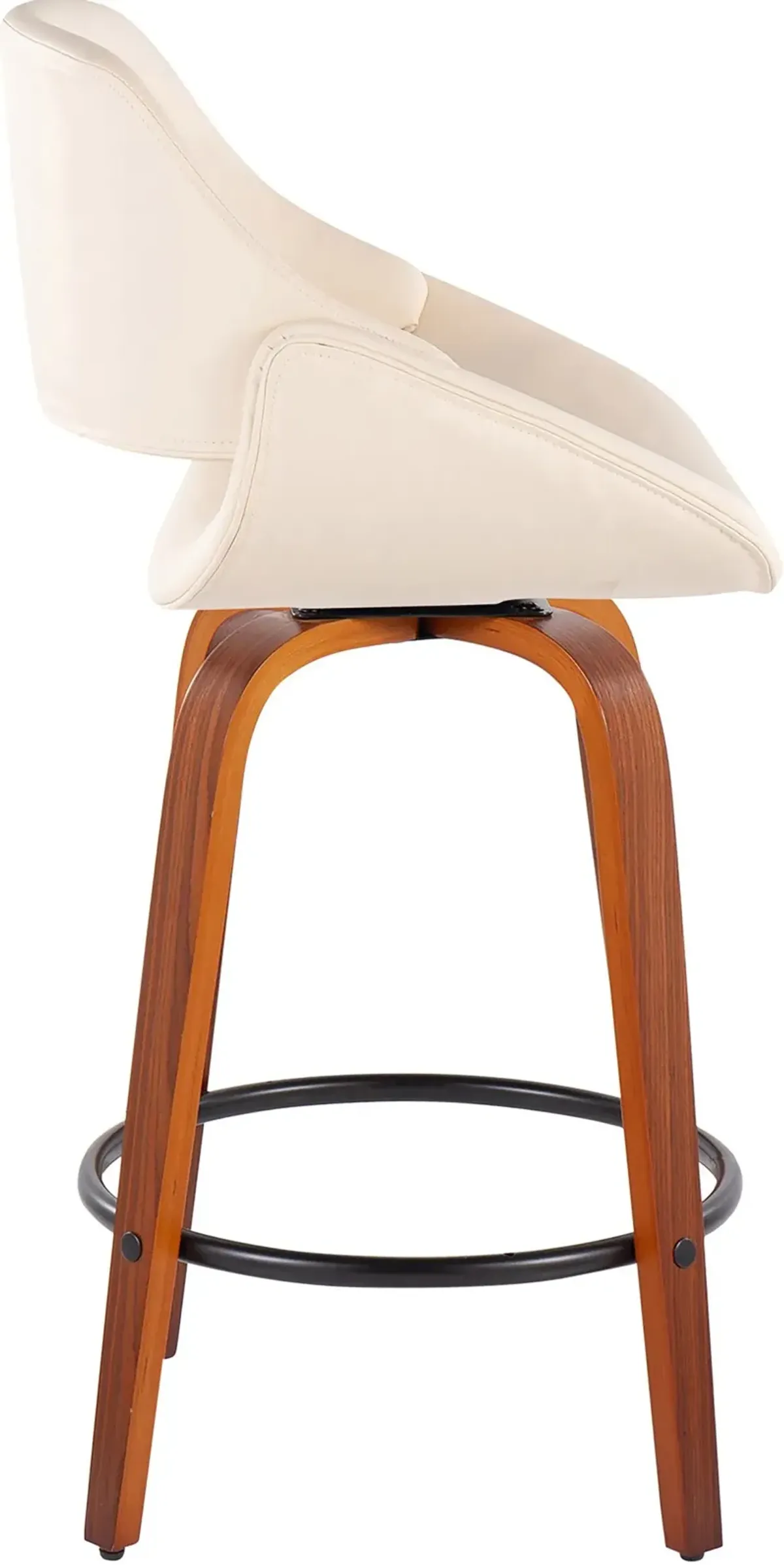 Uma Set of 2 Counter-Height Stools with Round Foot Rest - White/Black