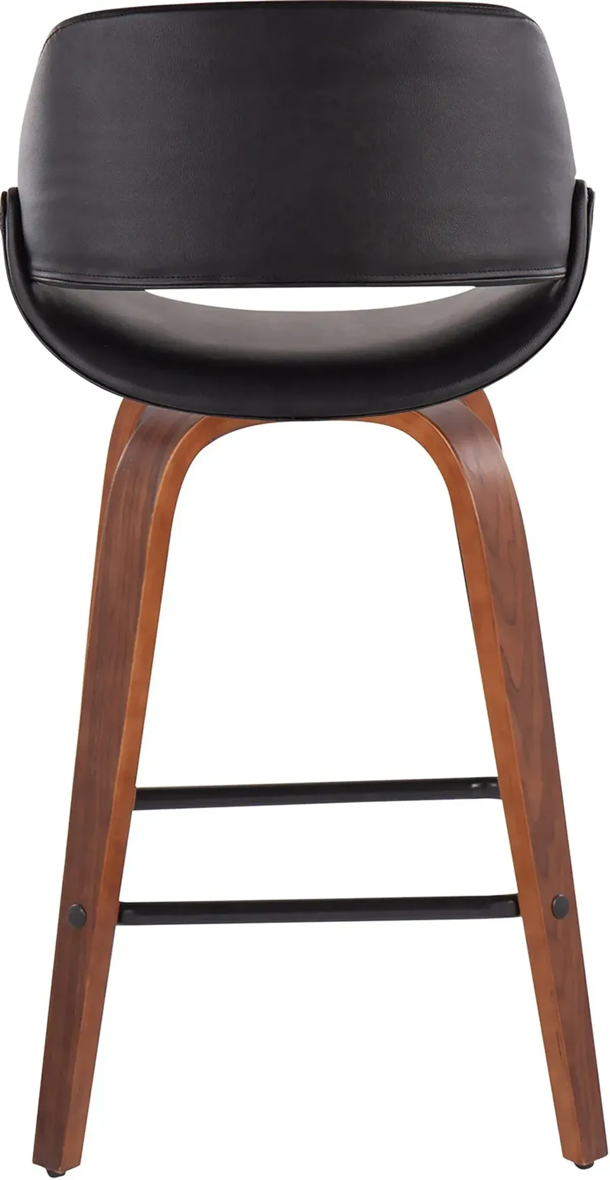 Uma Set of 2 Counter-Height Stools with Square Foot Rest - Black/Black