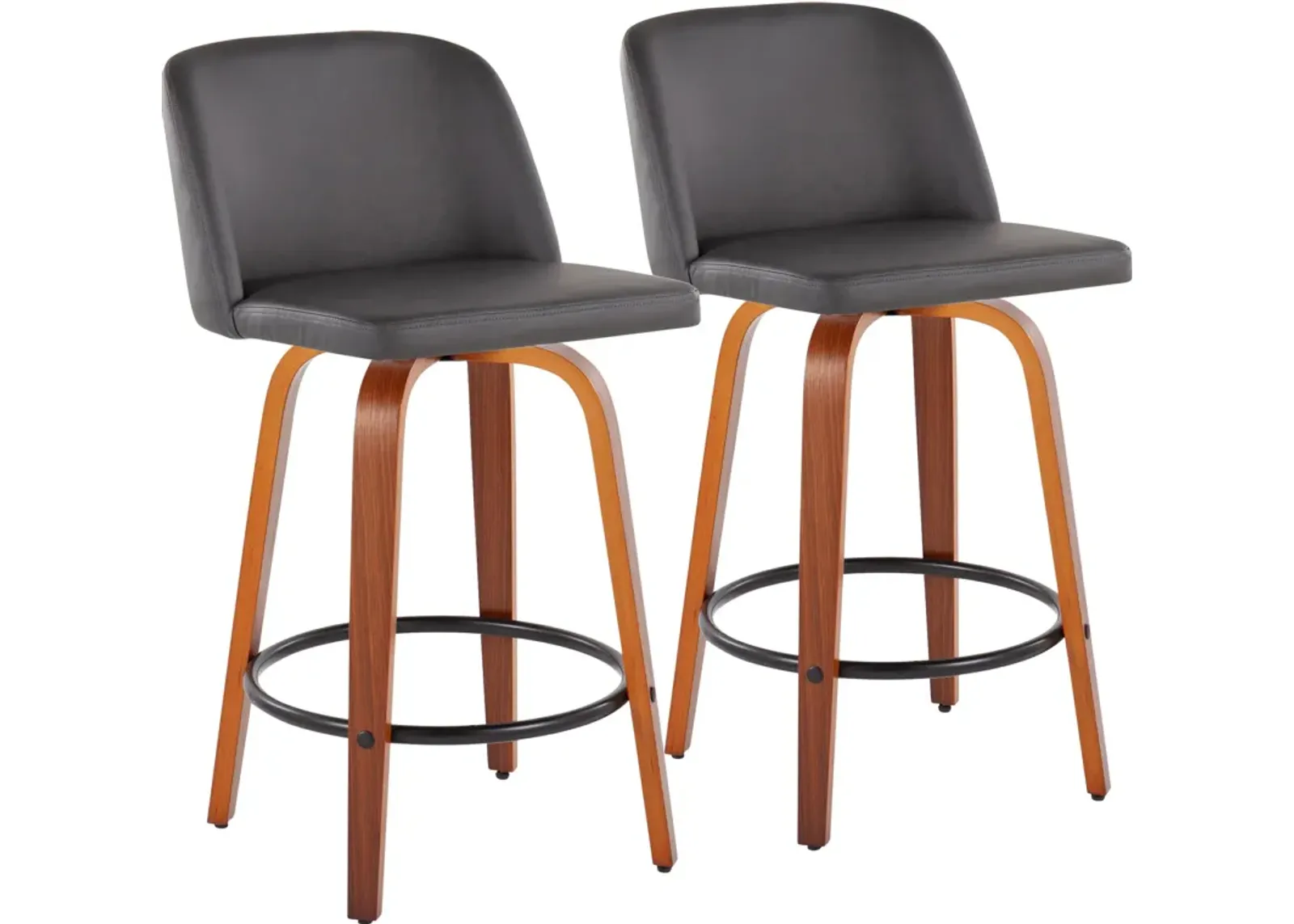 Gerard Set of 2 Counter-Height Stools - Gray/ Red