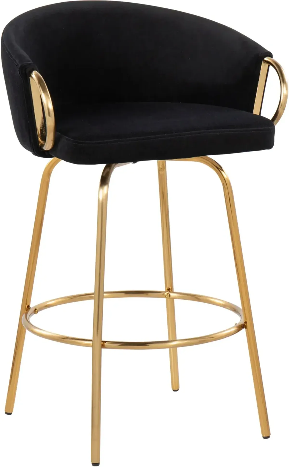 Eve Set of 2 Counter-Height Stools - Black/Gold