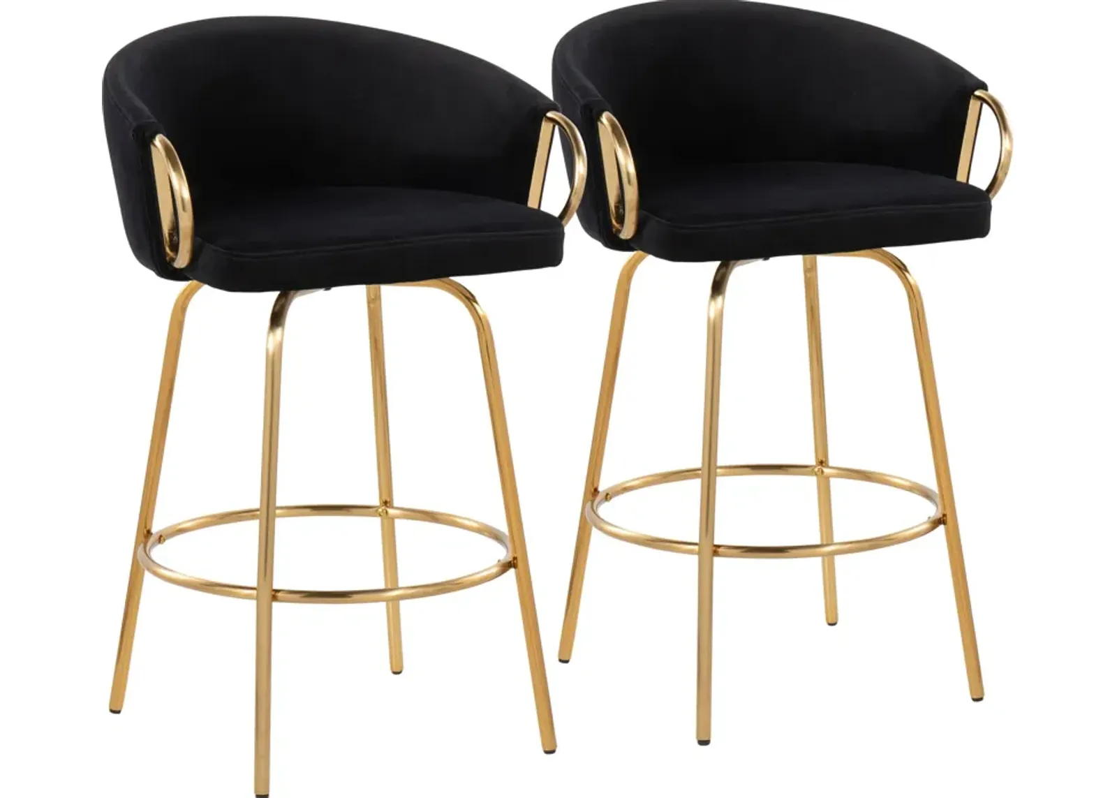 Eve Set of 2 Counter-Height Stools - Black/Gold