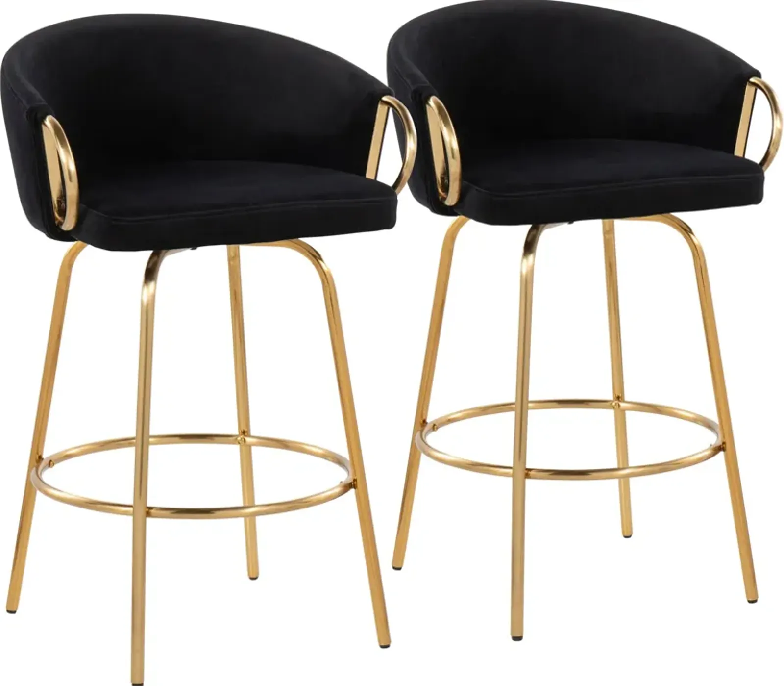 Eve Set of 2 Counter-Height Stools - Black/Gold