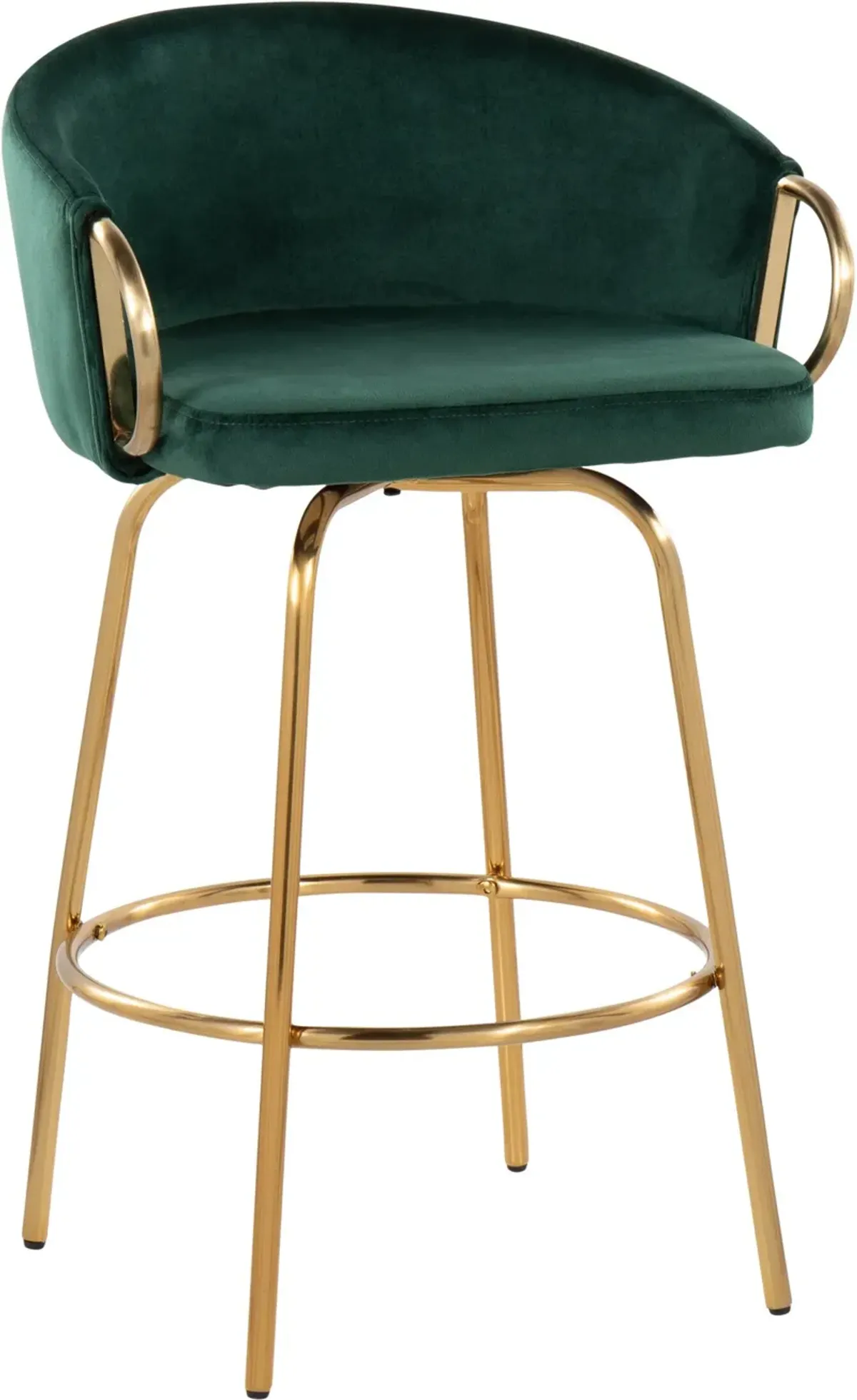 Eve Set of 2 Counter-Height Stools - Green/Gold