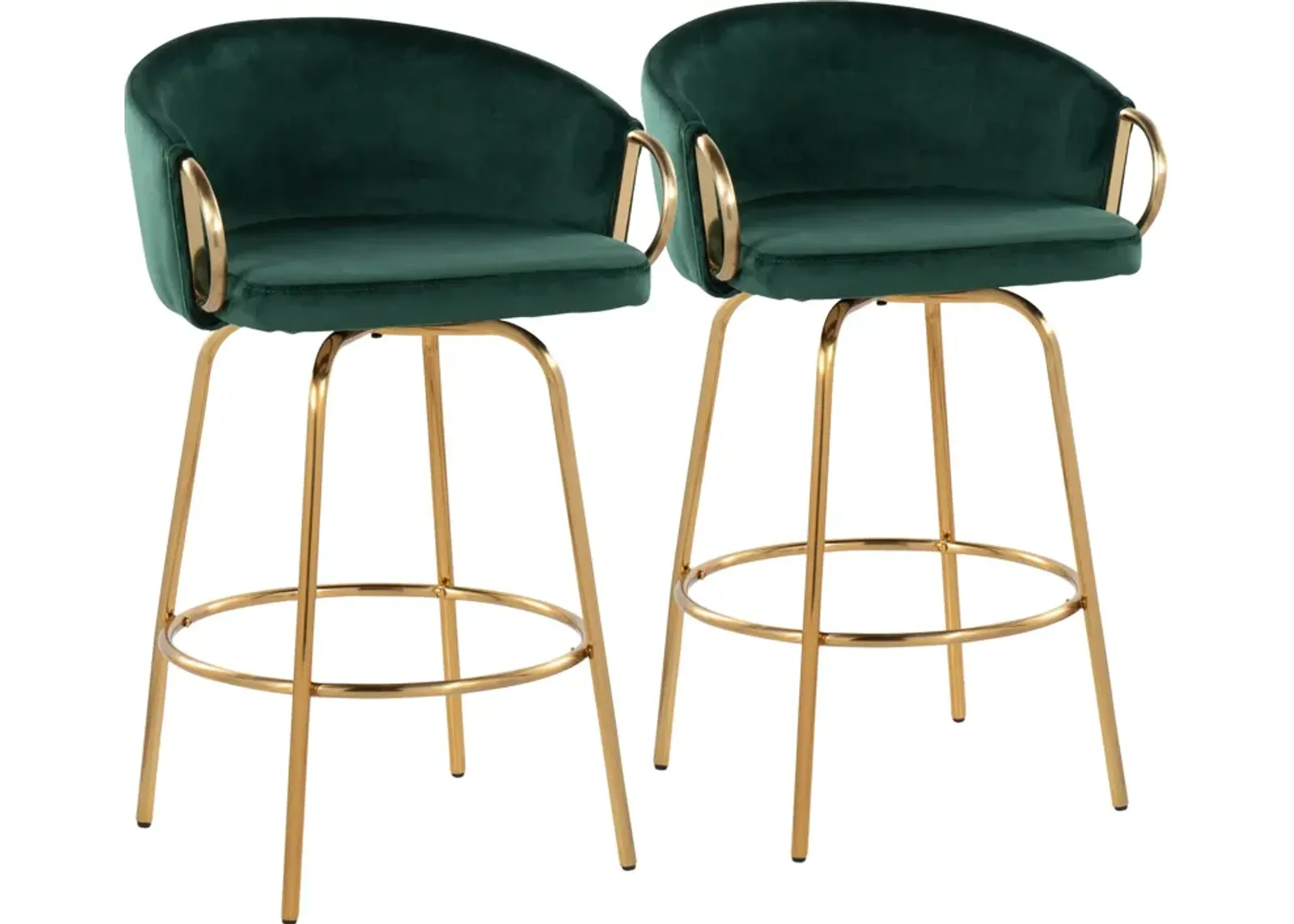 Eve Set of 2 Counter-Height Stools - Green/Gold