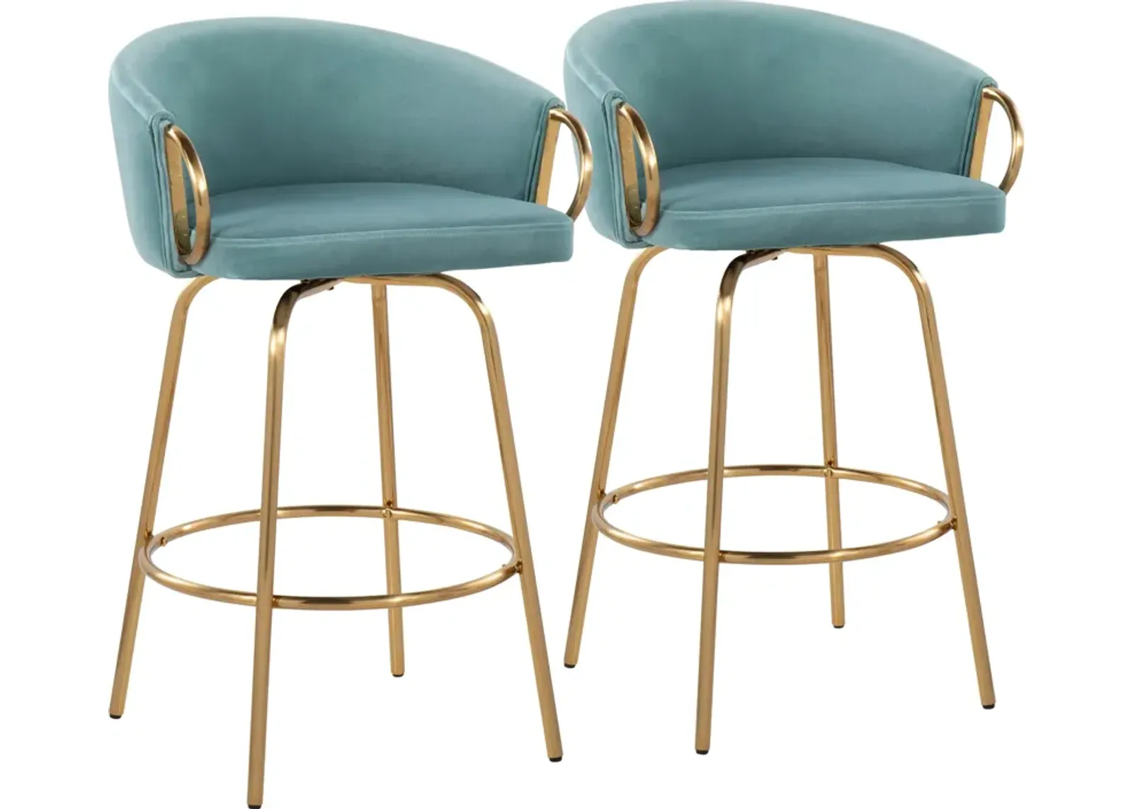 Eve Set of 2 Counter-Height Stools-  Blue/Gold