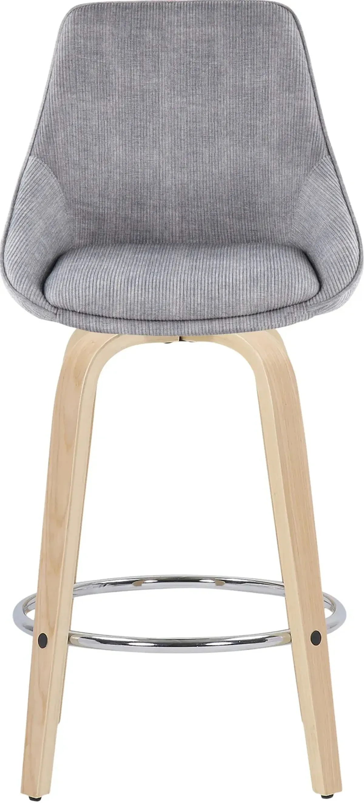 Fraser Set of 2 Counter-Height Stools - Gray Corduroy/Natural