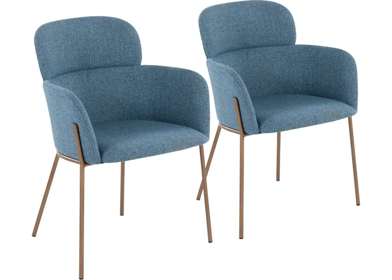 Cleo Set of 2 Dining Chairs - Blue/Gold