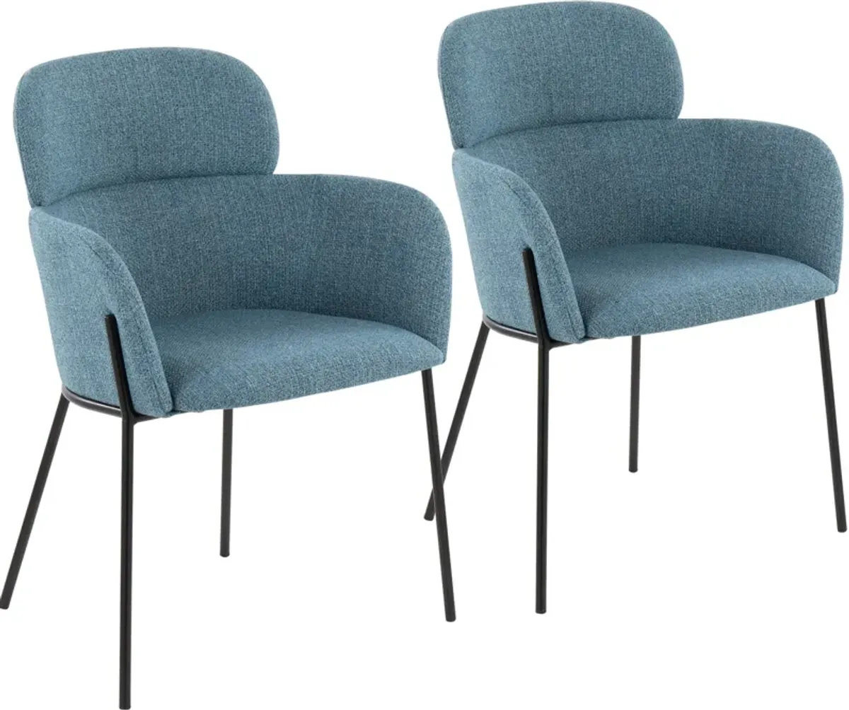 Cleo Set of 2 Dining Chairs - Blue/Black