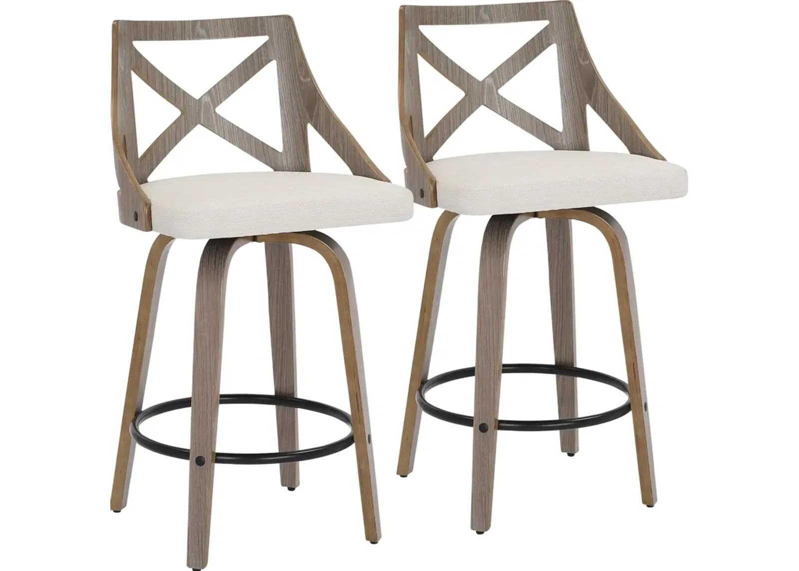 Wiley Set of 2 Counter-Height Stools - White/Gray