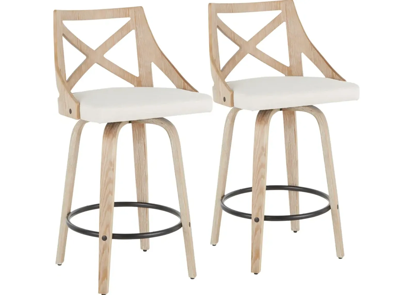 Wiley Set of 2 Counter-Height Stools - White/Natural