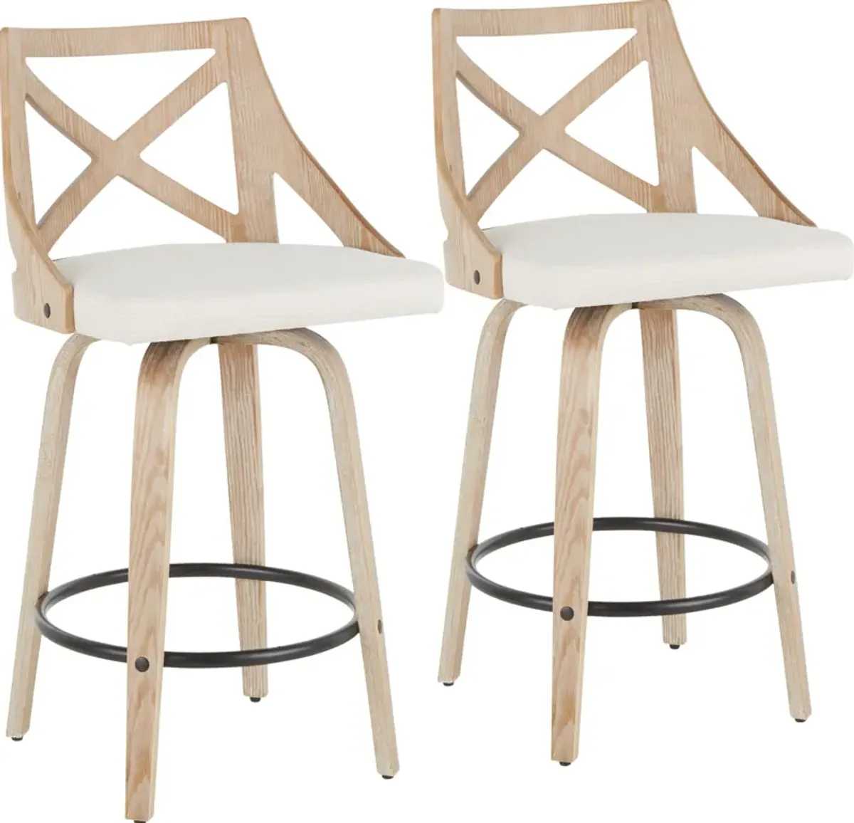 Wiley Set of 2 Counter-Height Stools - White/Natural