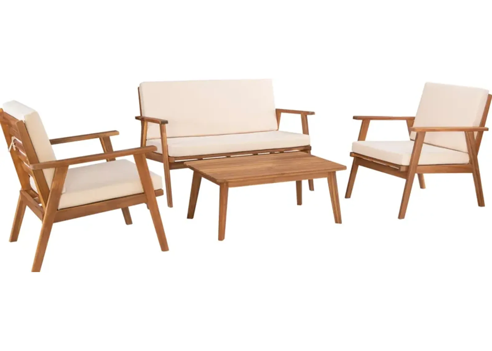 Orcabessa 4-Piece Outdoor Table, Loveseat and 2 Chairs Set - White