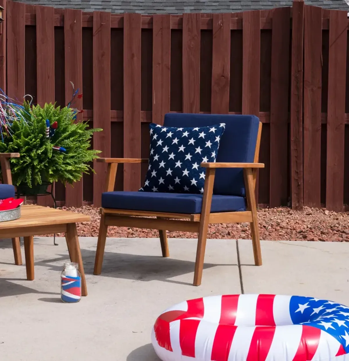 Orcabessa 4-Piece Outdoor Table, Loveseat and 2 Chairs Set - Navy