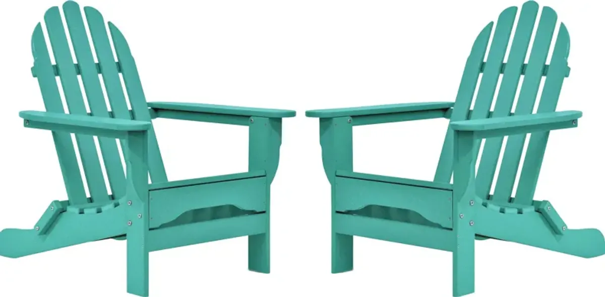 Raleigh Set of 2 Outdoor Folding Adirondack Chairs - Teal