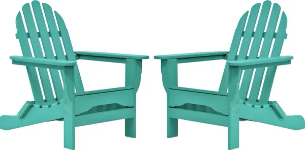 Raleigh Set of 2 Outdoor Folding Adirondack Chairs - Teal